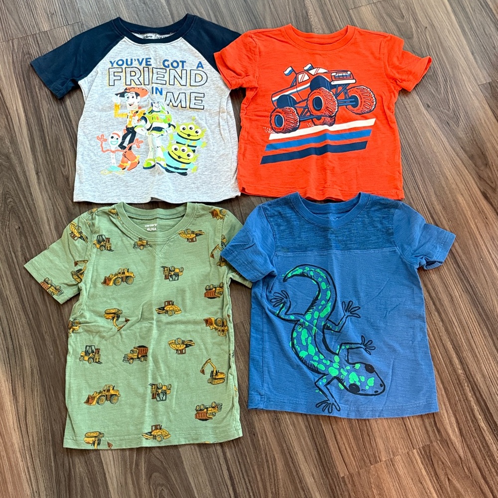 Toddler boys 4T Short Sleeve Tees Bundle monster truck, Toy Story, Construction